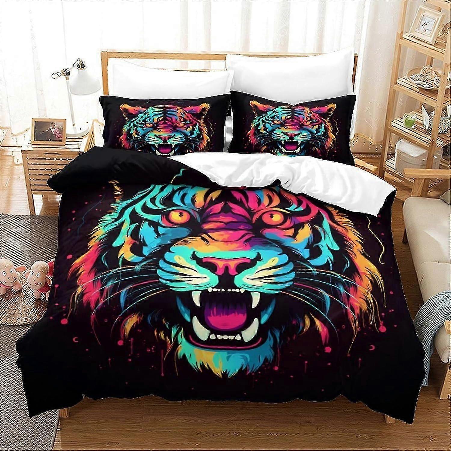 J2954 Lençóis Tiger Duvet Cover Conjuntos 3 PCS Hotel Quality Quilt Cover Conjuntos de Cama Colchas com Fronhas com Fecho de Zíper Ultra Macio Anti A