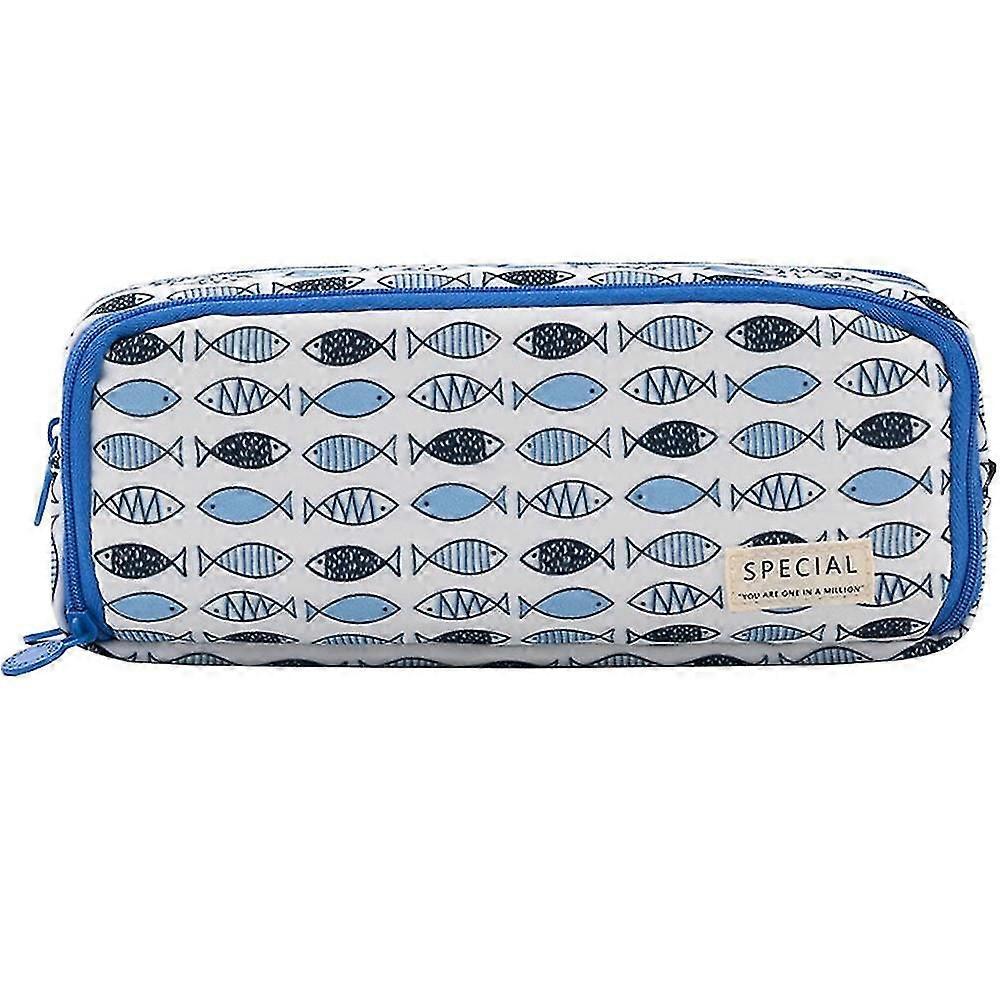 Dual Compartments Collection Zipper Chambers With Mesh Poets And Handle Strap Pencil Case