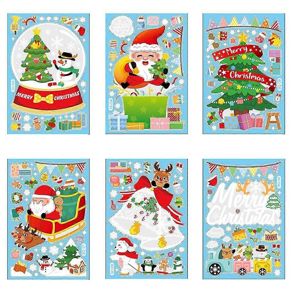 Christmas Decals Window Stiers , 6pcs Stier Decor For Christmas New Year Party Decorations