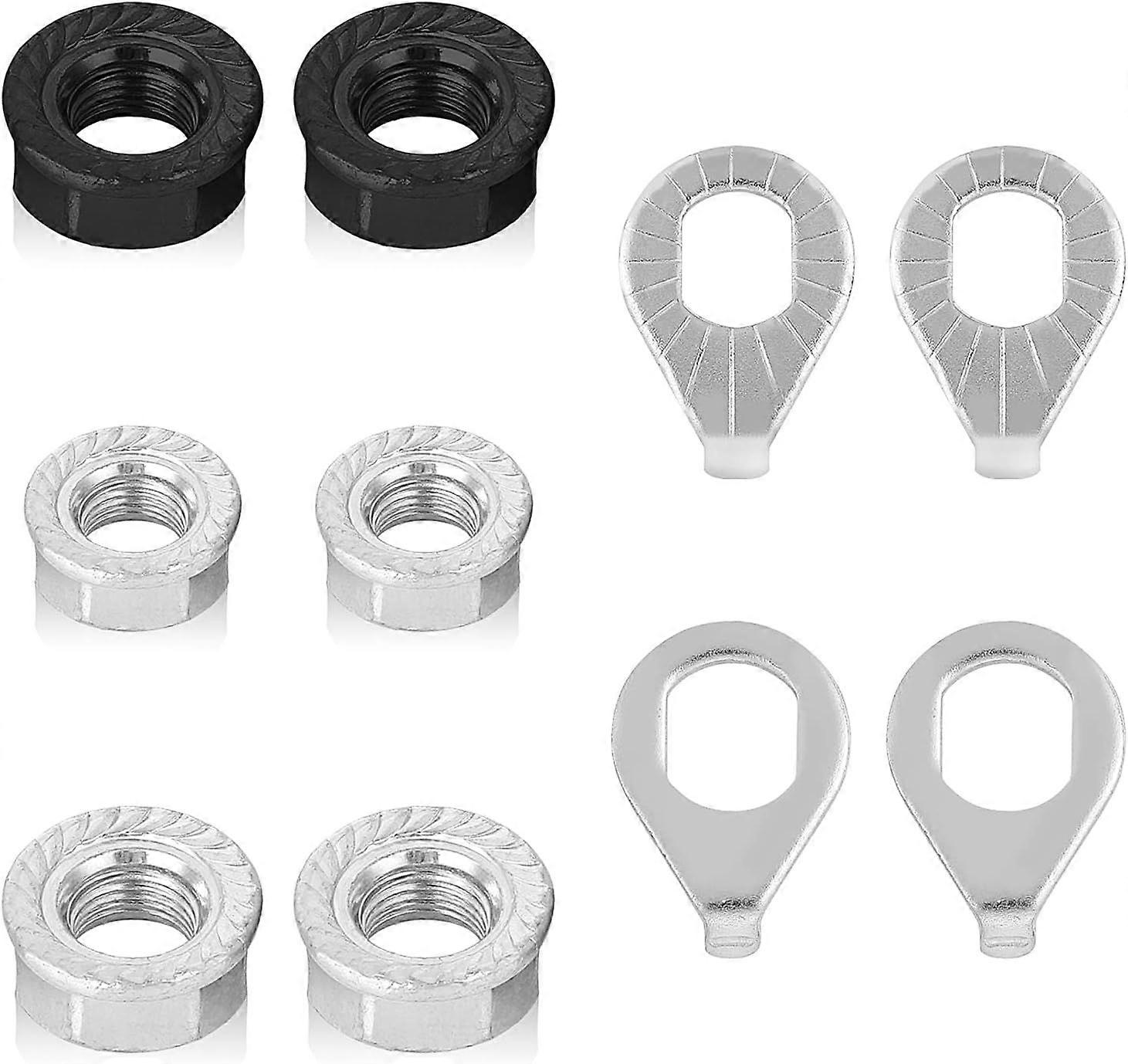 Bisiklet tekerleği aks somunu ve kilit rondela seti (6 adet somun, 4 adet rondela)