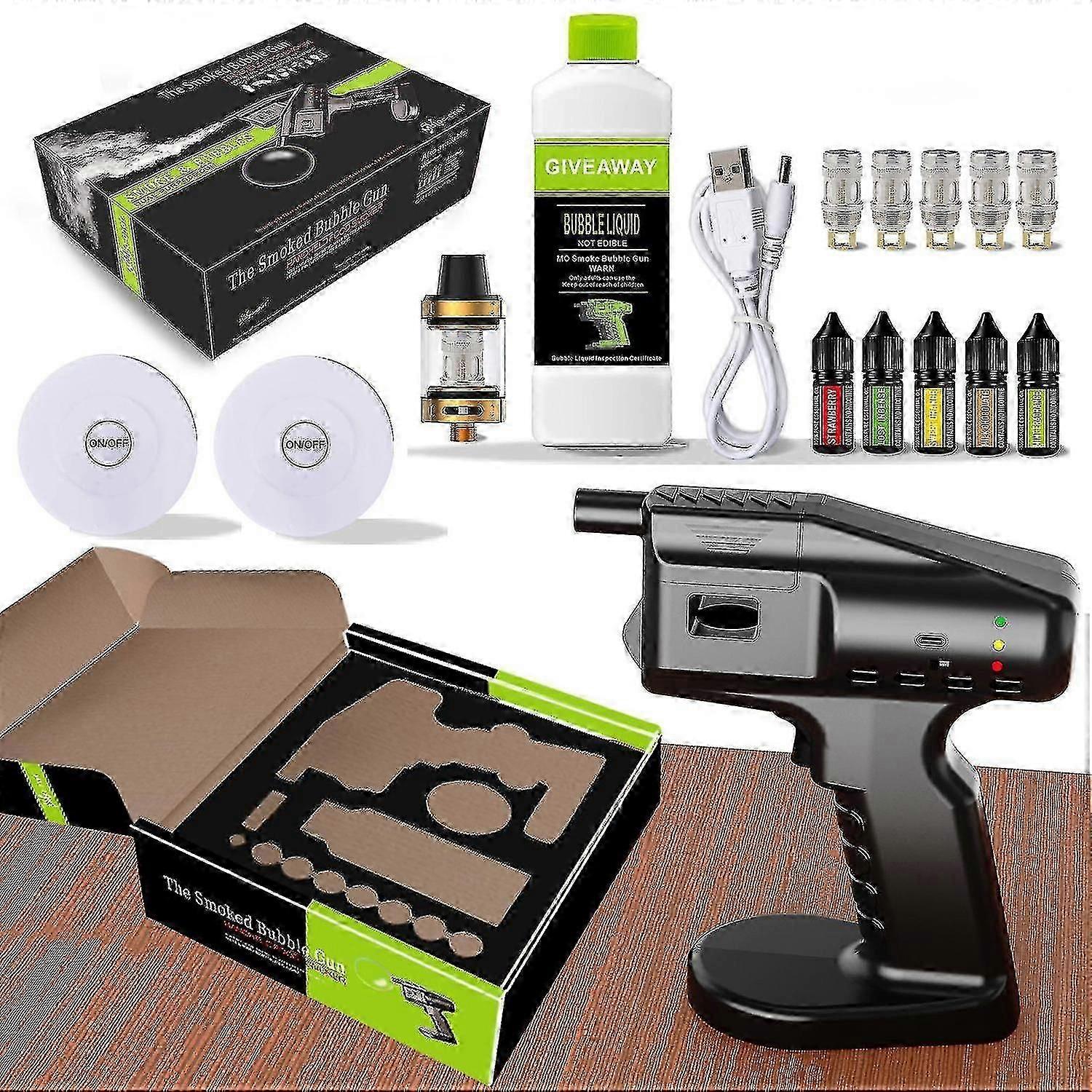 كوكتيل بندقية الدخان ، طقم مدخن الكوكتيل ، مسدس دخان فقاعة الكوكتيل مع زيت عطري 5 نكهات و Edib