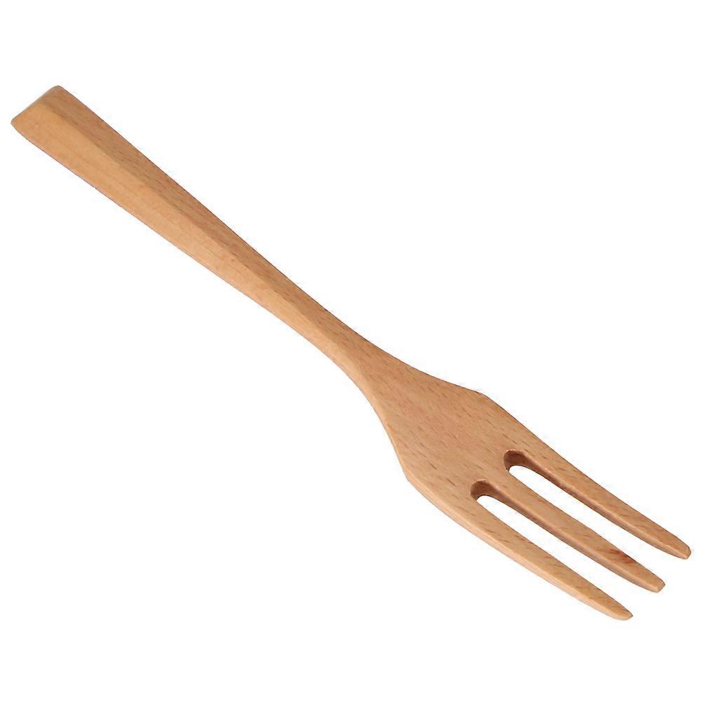 Natural wooden spoon and fork Dessert tableware (fork) Children's long and short wooden tableware