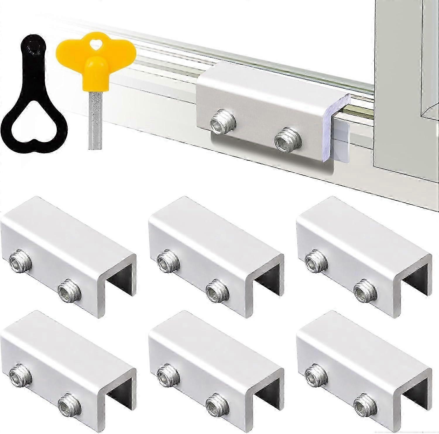unique 6 Sets Window Locks with Key Aluminum Sliding Window Locks for Vertical