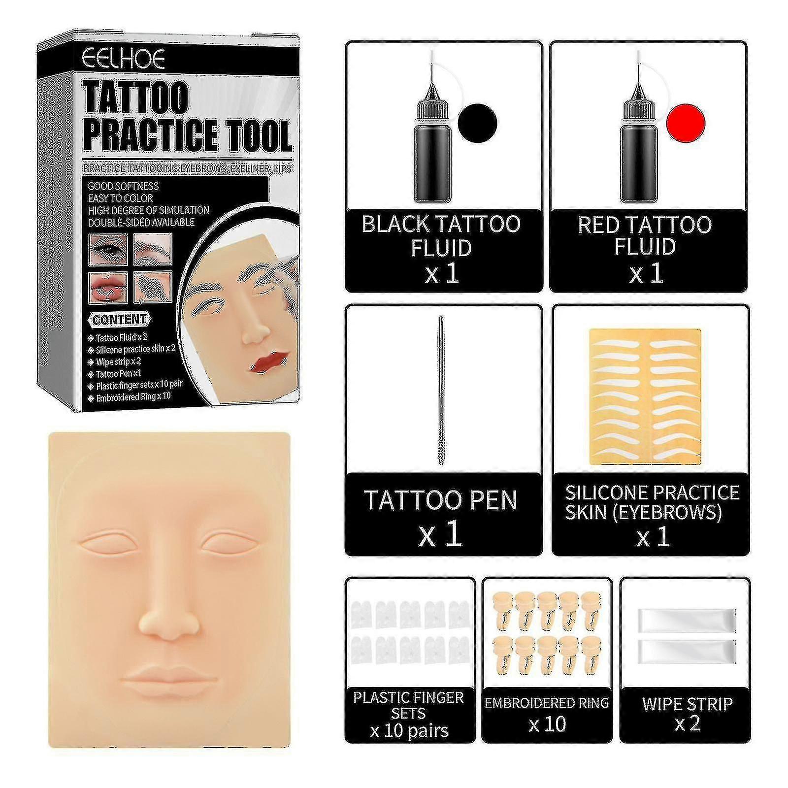 Lip Tattoo Practice Tool Eyebrow Eyeliner Lip Tattoo Beginner Wipe Simulation Practice Leather Case