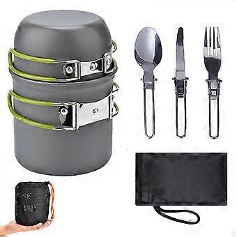 5pcs Camping Cookware Mess Kit, Camping Pot and Pan Set , Cooking Gear for Outdoor, Hiking, Picnic, Campfire