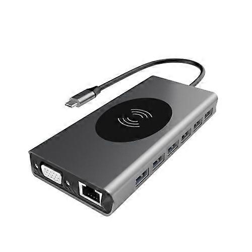 ZRUXE HB-282 USB Hub Station Docking Station with Wireless Charging Function