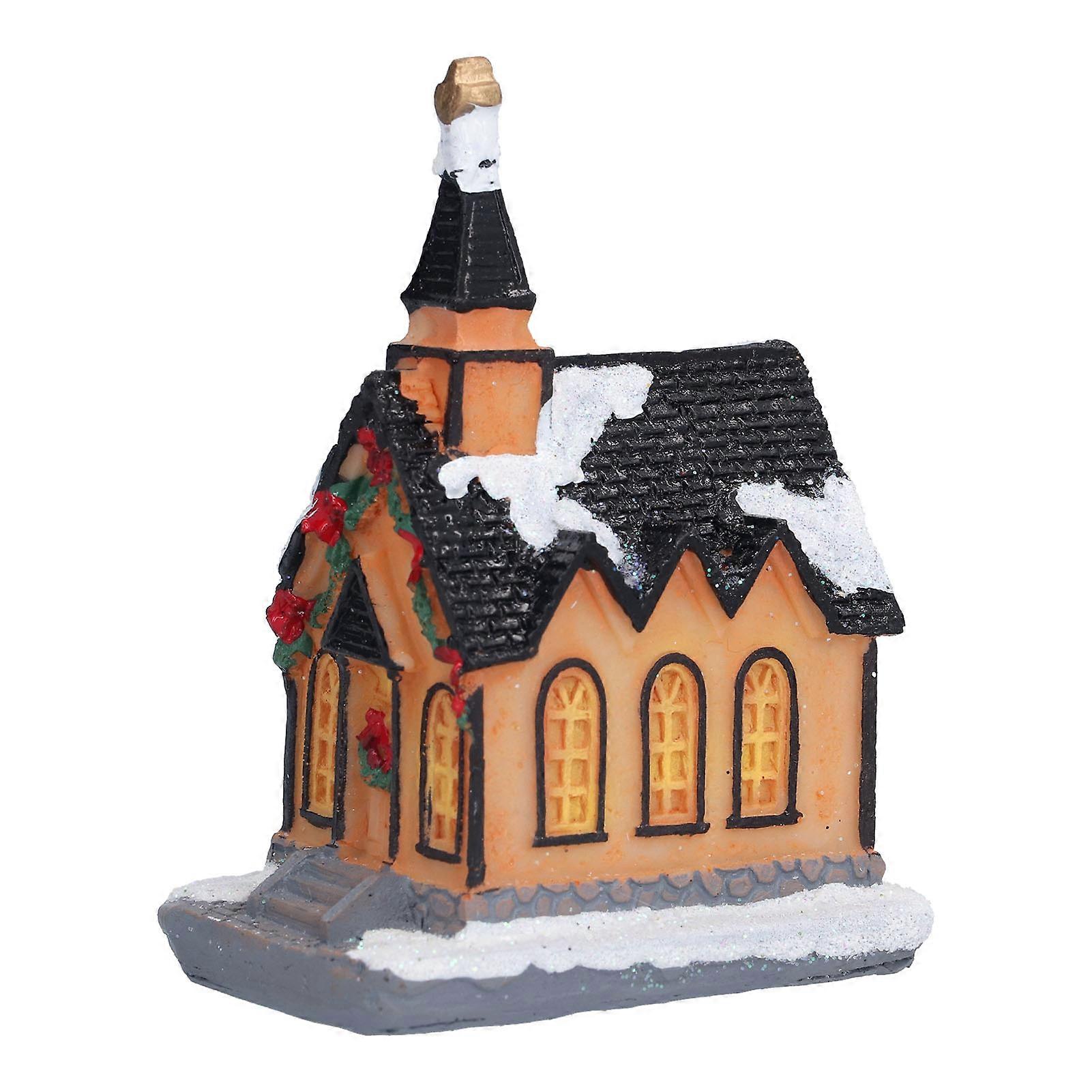 Warm LED Lighted Resin Christmas Scene Village Houses for Decoration