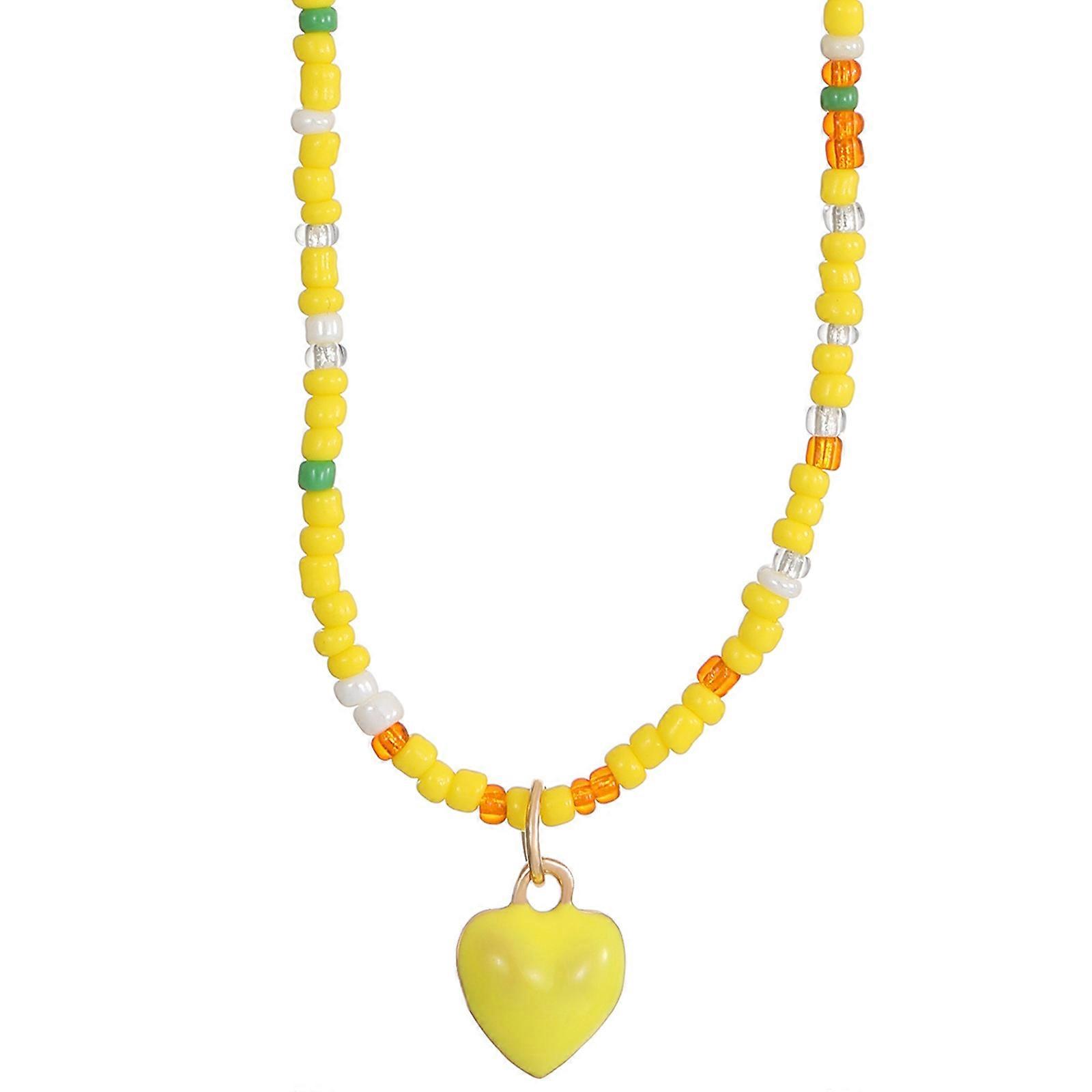 Exquisite Heart Neckchains in Vibrant Colors Multi Layer Bohemian Beads Necklaces Gift for Fashion Forward Individuals