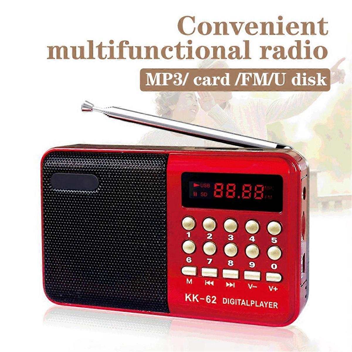 Multifunction Digital FM Radio Media Speaker MP3 Music Player Support TF Card USB Drive Display Elde
