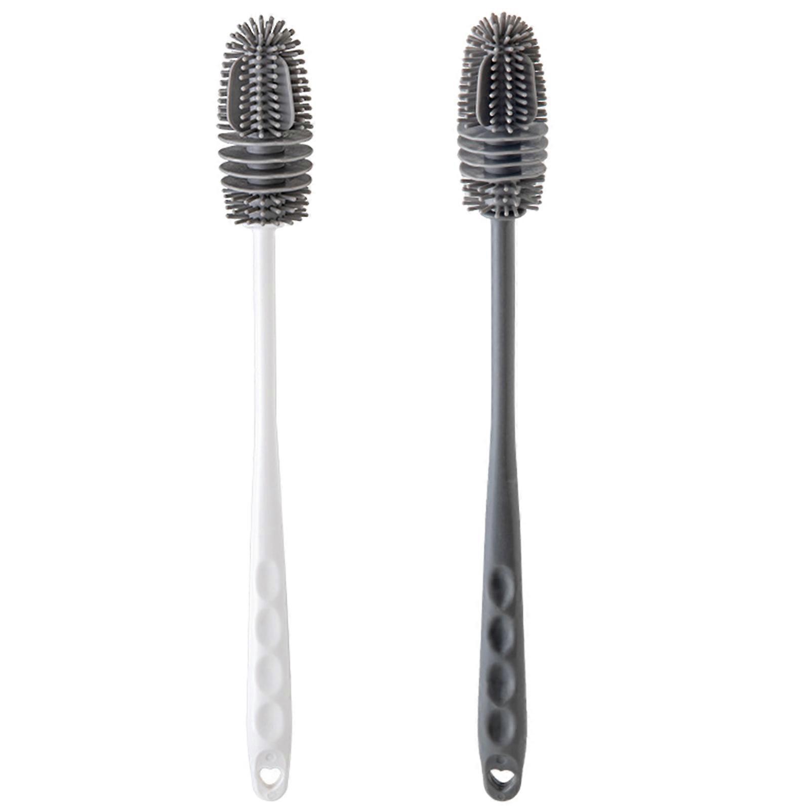 2Pcs Easily Use Cleanings Brushes Bottle Cleanings Brush Effective Removal for Different Scenarios Cleanings Tool White grey