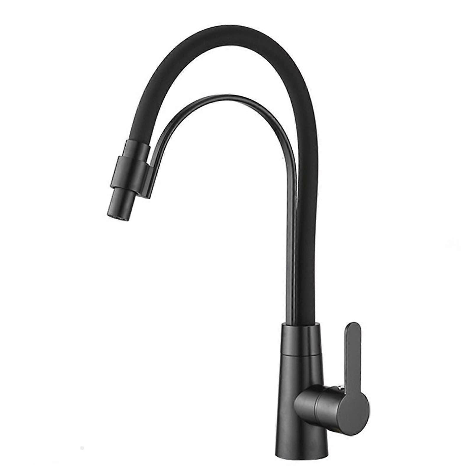 Pull Kitchen Faucet with 360° Rotation, High Arc Brass Single Handle Mixer Tap for Hot and Cold Water, Black Commercial Style