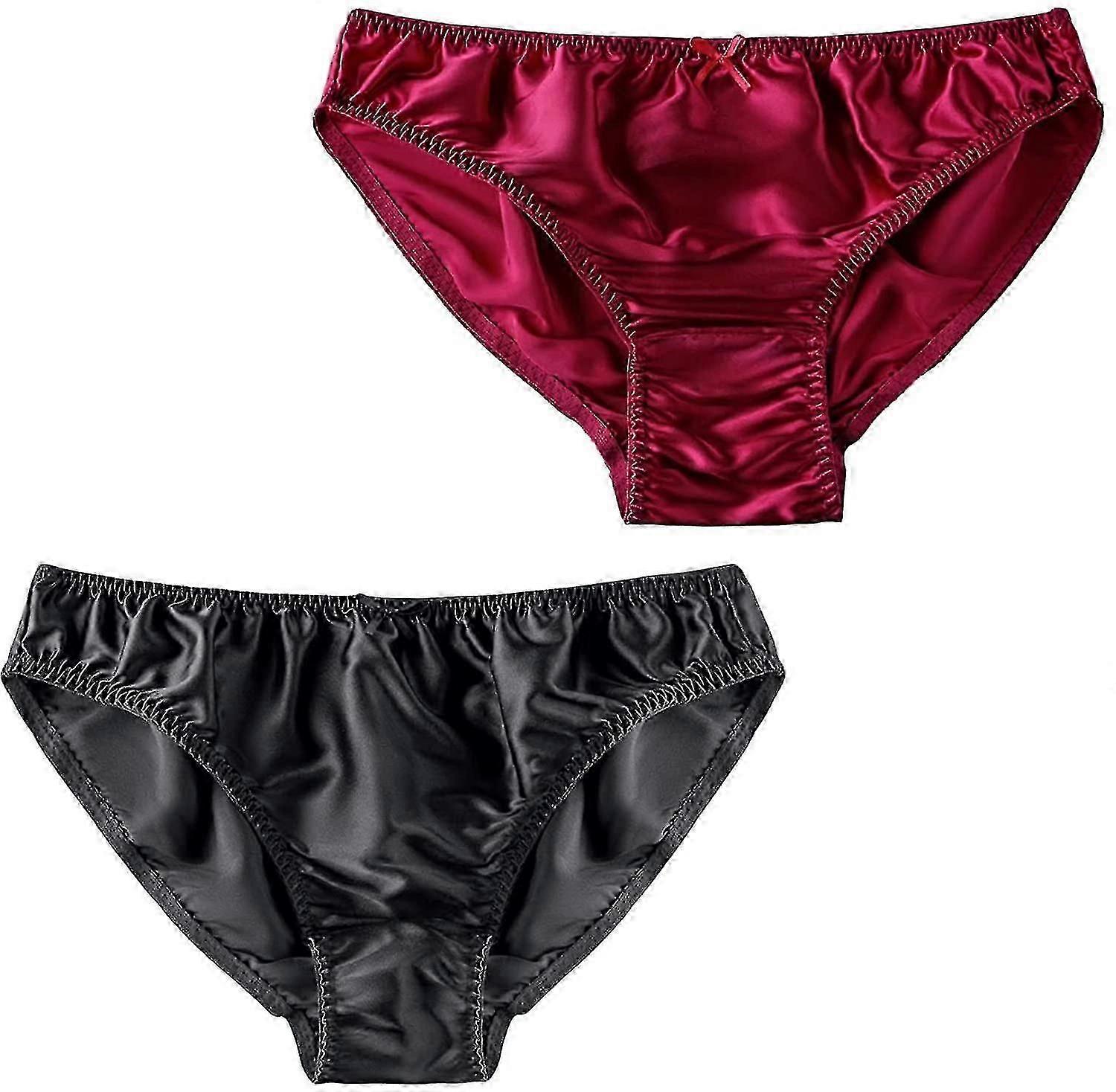Női eperfa selyem bugyi selyem szexi bikini selyem nadrág szatén fehérnemű 2db Guanguan