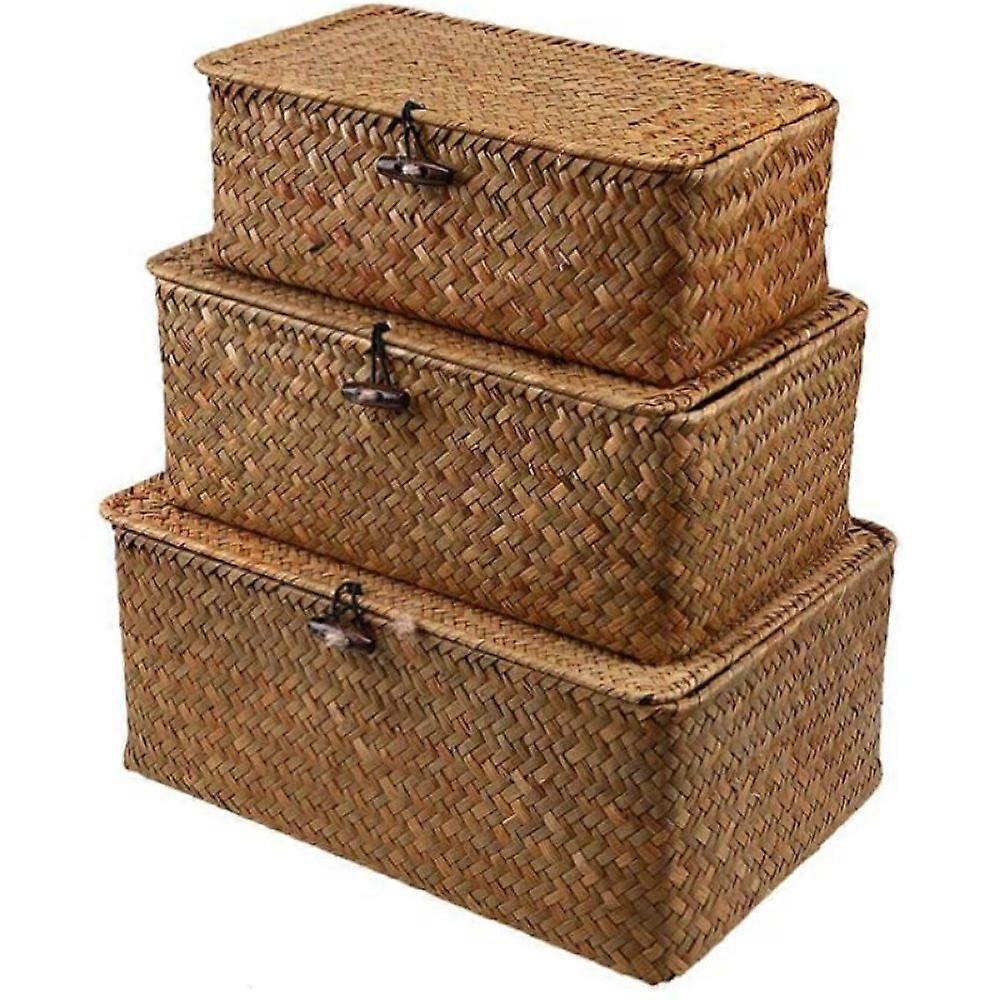 Chic Seagrass Decorative Baskets Natural Elegant Space-Saving