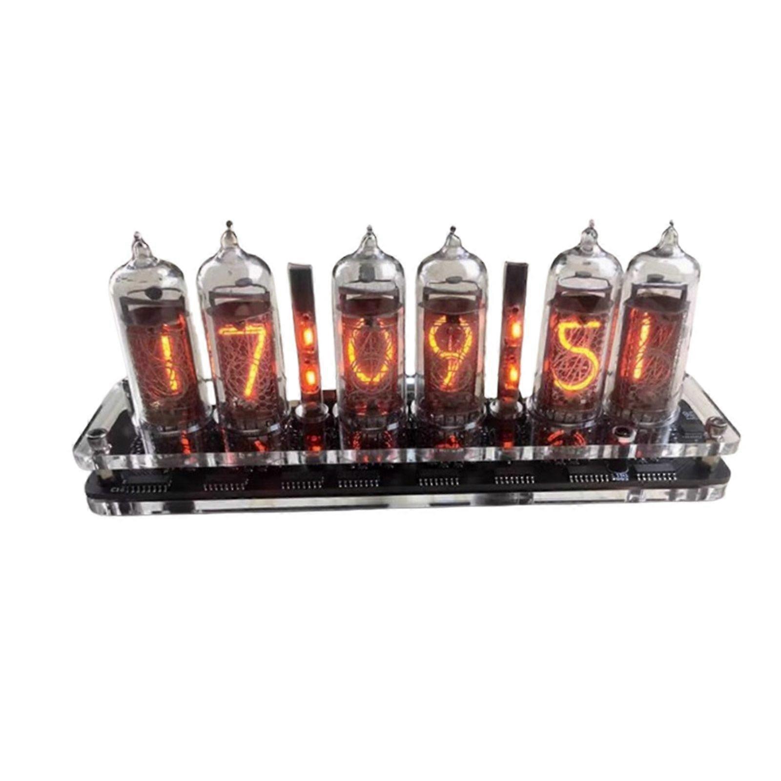 IN-14 6- أرقام ساعة Nixie علبة ألياف الكربون مع أنابيب مثبتة