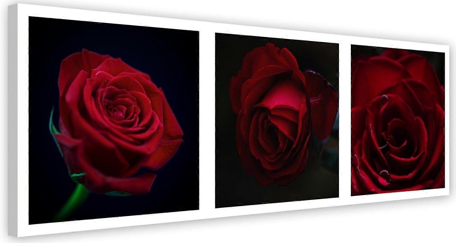 Impression sur toile, Roses rouges - ensemble - 120x40