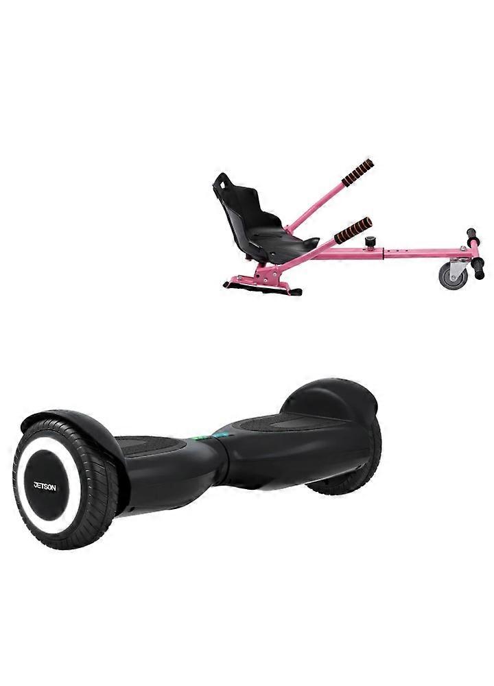 6.5 Inch Hoverboard With Standard Hoverkart, Jetson Prism Black, Standard Range, And Pink Ergonomic Seat, Smart Balance