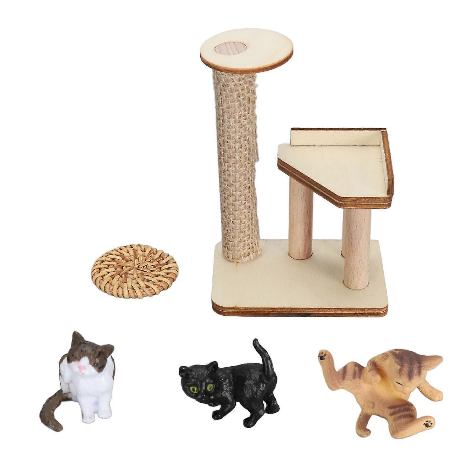 Figurine Playset Miniature Climbing Frame Models DIY Assembly Adorable Tree Interactive Dollhouse Toys for Cat Lover