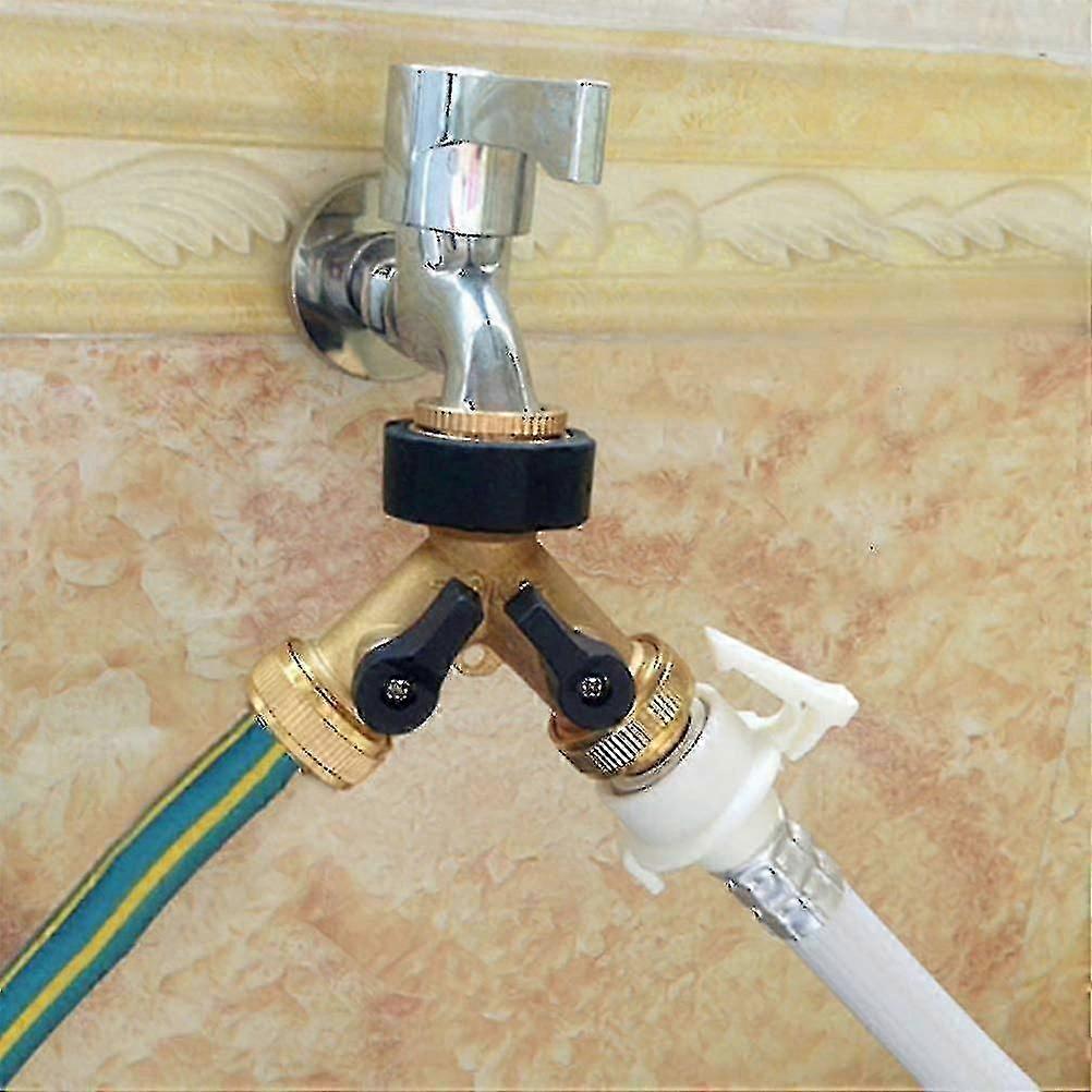 Double Washing Machine Tap 2-way Y-distributor 3/4 Inch For Connection Of 2 Appliances