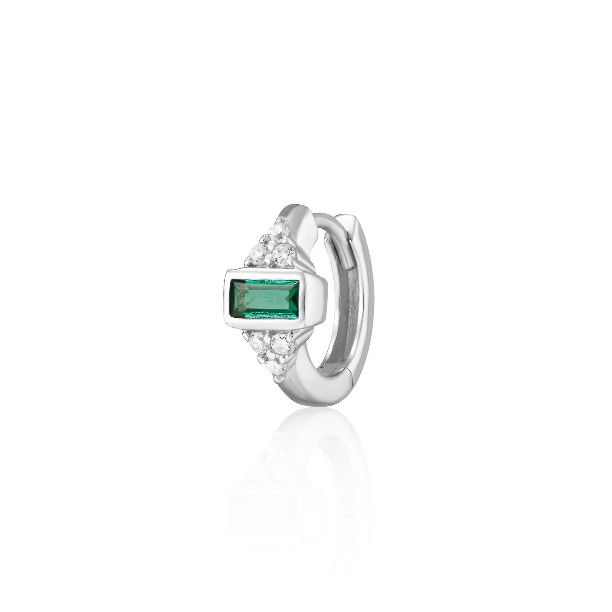 Audrey Green Stone 7mm Cartilage Hoop Single Earring