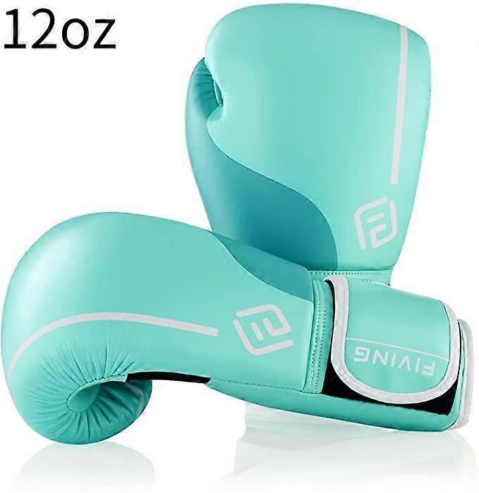 女士专业风格拳击手套，用于训练泰拳女士手套，格斗跆拳道薄荷绿 12 盎司