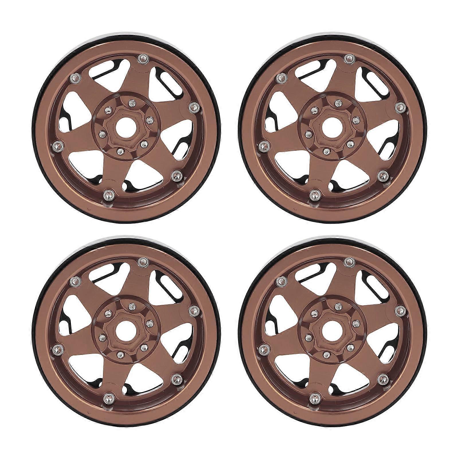 Qukaim 2.2in Aluminum AlloyRC Hub 4 PCS 2.2in Aluminum Alloy RC Wheel Hub, Universal Replacement for 1/10 RC Simulation Crawler Copper