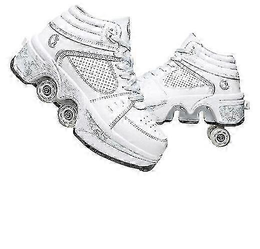 Schuhe Multifunktionale Rollschuhe Für Erwachsene Kinder Skateschuhe Weiß