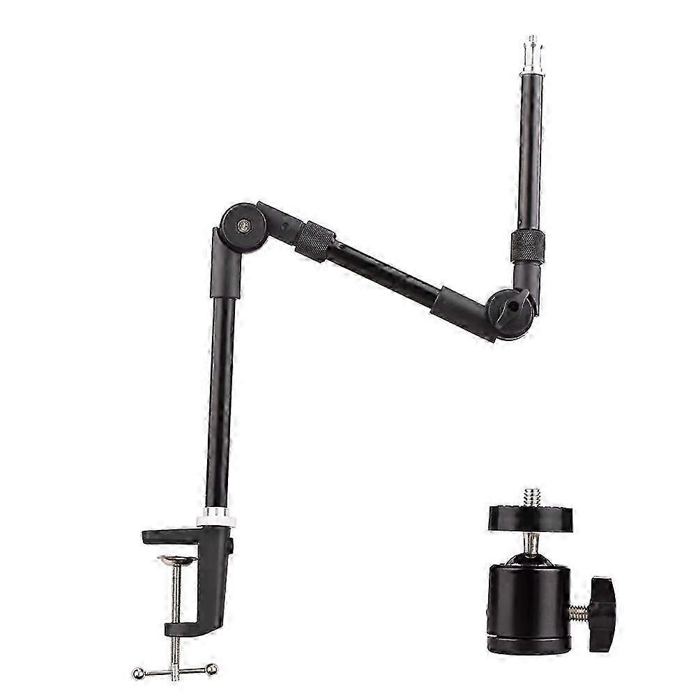 1/4 -01 Bracket Flexible Foldable Desk Mount Stand Ballhead Adapter for Fill Light LED Ring Light Camera Smartphone