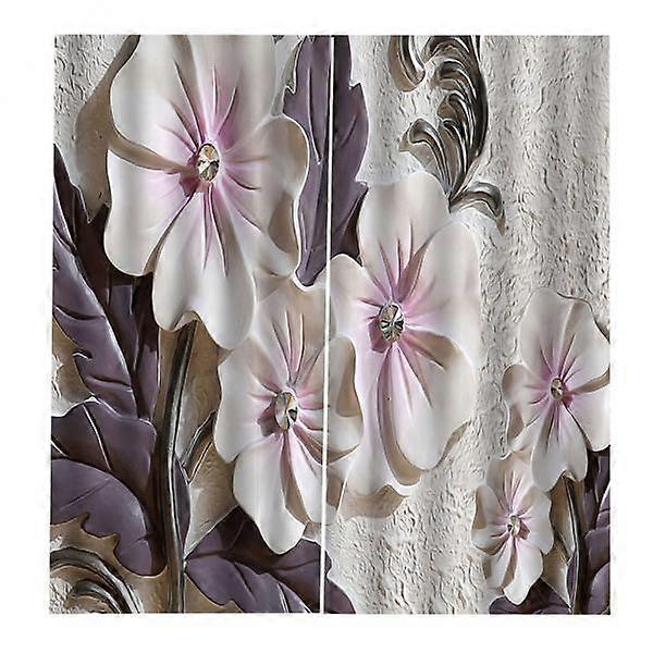 2x Window 3D Curtains Floral Printed Curtain Drape Living