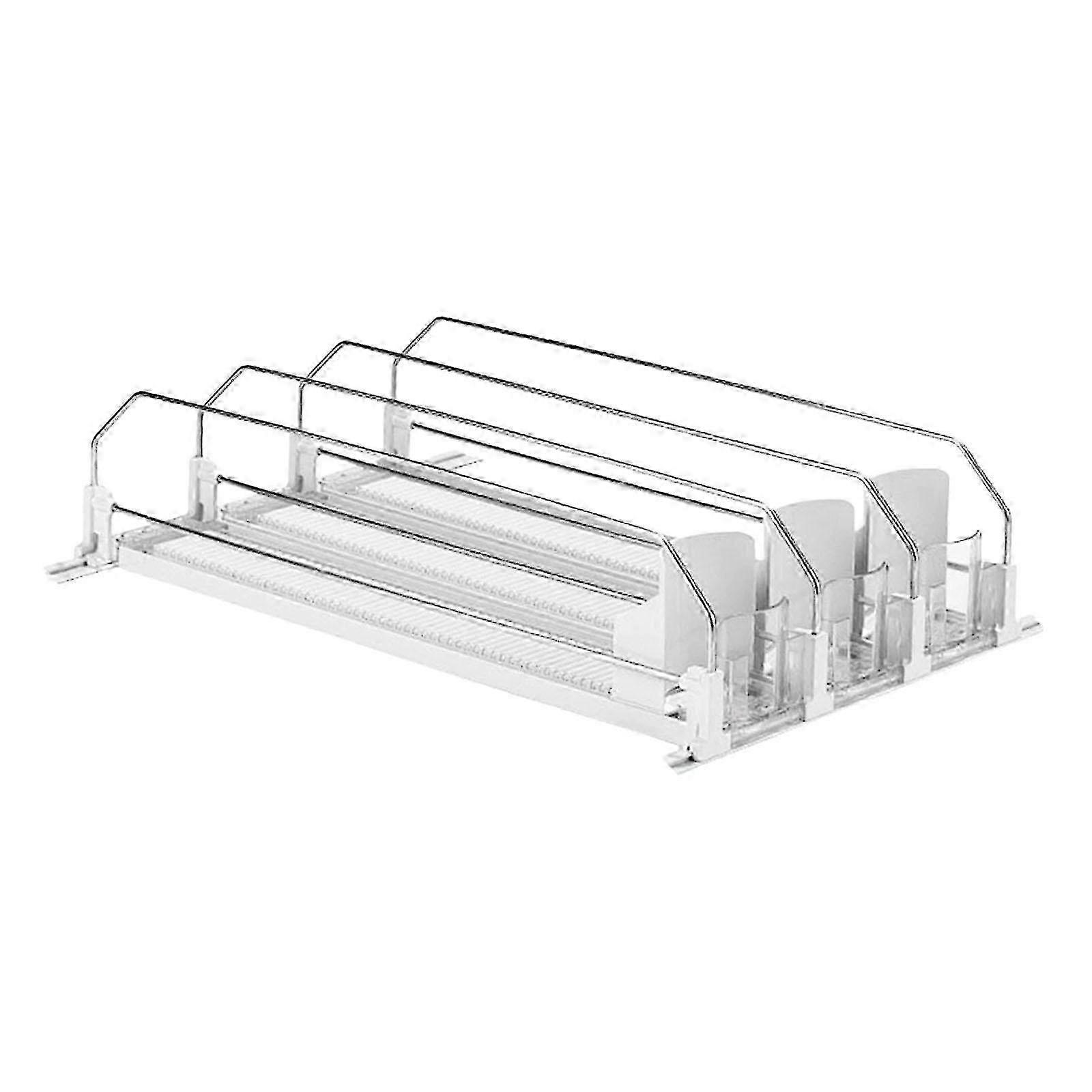 スプリング式冷蔵庫ドリンクオーガナイザー - 3列ホワイト(レストラン/ガレージ)