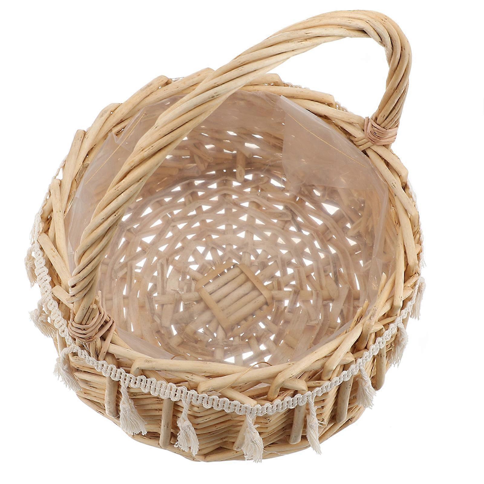 Portable Woven Flower Basket for Bride – Large Handcrafted Photo Prop for Weddings, Banquets & Special Events – Lightweight & Easy to Carry – Floral