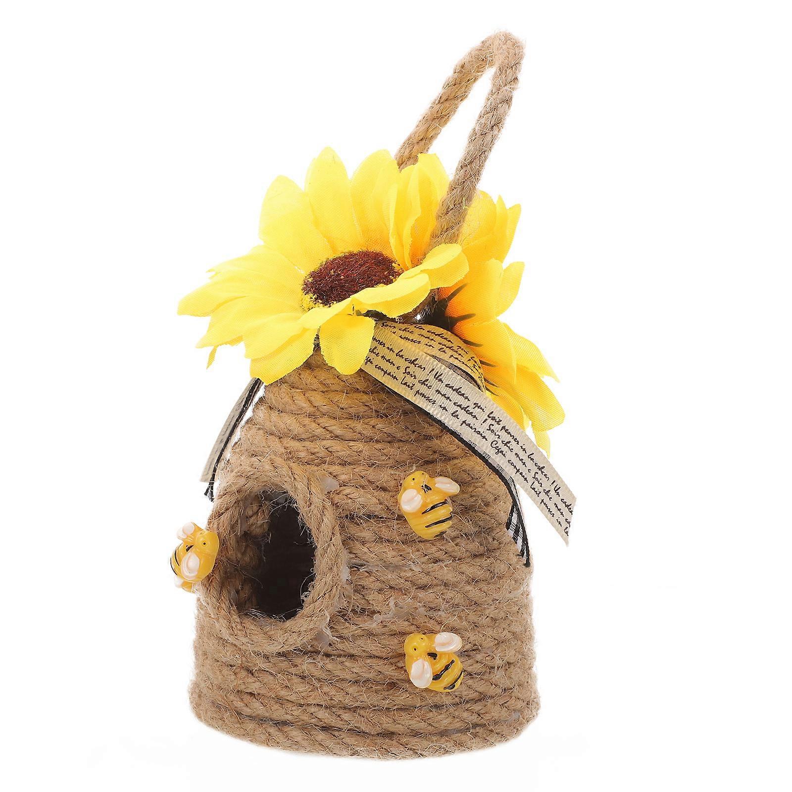 زخرفة معلقة منسوجة على شكل قرص العسل ، حرفة قش خفيفة الوزن ، ديكور قلادة للشرفة ، مهرجان النحل والاستخدام المنزلي