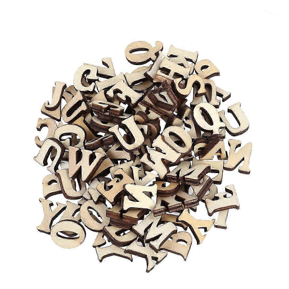 50PCS Unfinished Wooden Capital Letters Alphabet Wood Cutout Discs Assorted Styles For Patchwork Scr