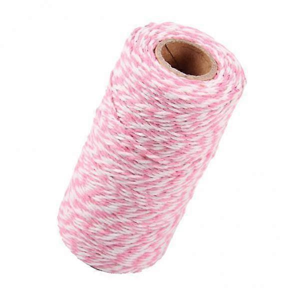 3x328 Feet (100m)Colored Cotton Twine String Rope Cord for Crafts Pink