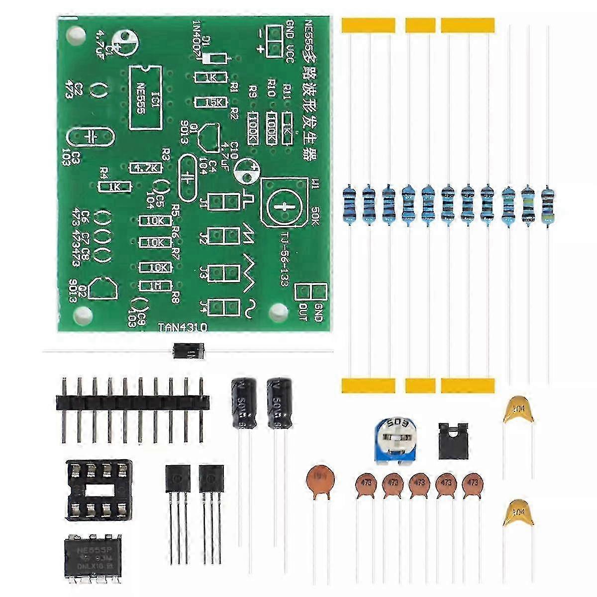NE555 Multi-Channel Waveform Generator DIY Kit for Sine Triangle Square Wave Signal Module with Adjustable Frequency