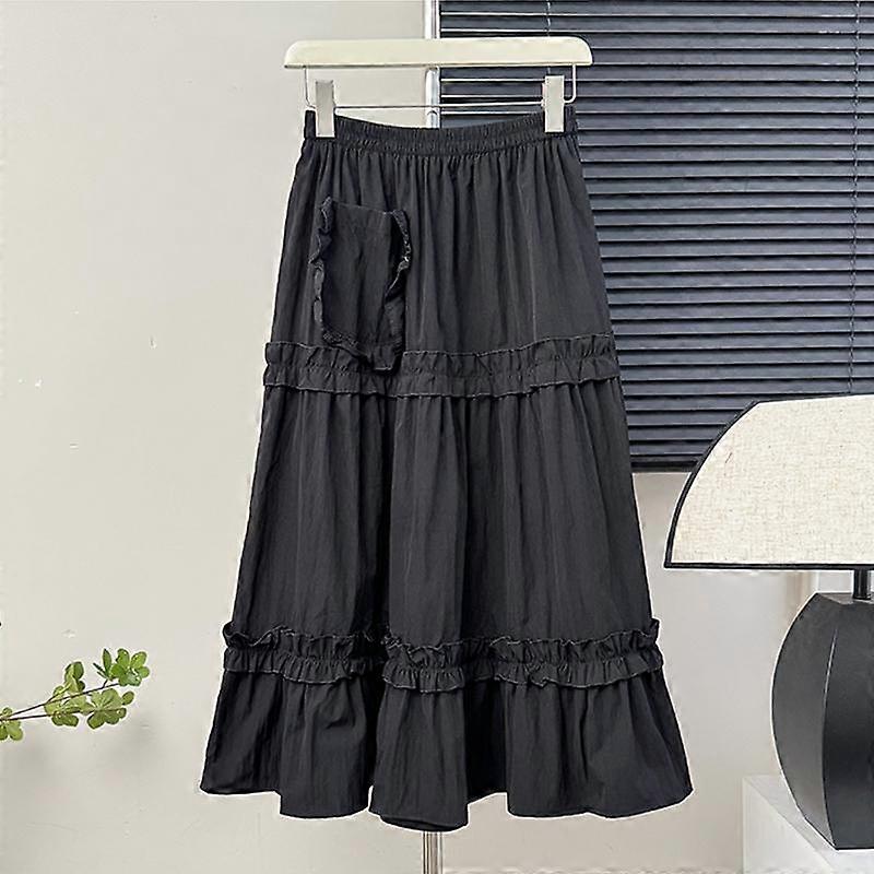 VONDA Kobiety Letnie elastyczne talie Koronkowe łączone spódnice w jednolitym kolorze