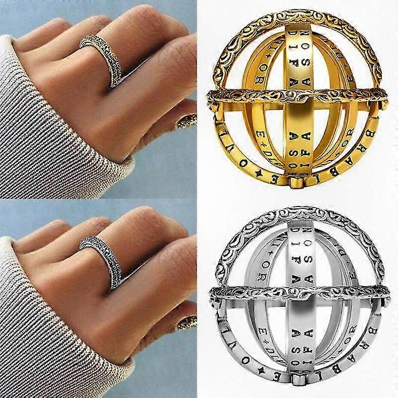 טבעת כדור אסטרונומית וינטג' לנשים וגברים, תכשיטים קוסמיים מסתובבים, טבעת אצבע בסגנון גותי פאנק, אביזר שמימי ייחודי