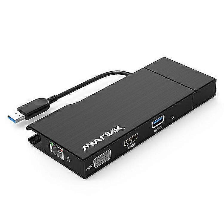 WAVLINK WL-UG39DH2 USB 3.0 Dual 2K HD Mini Docking Station with HDMI VGA Ethernet & Card Reader Adapter