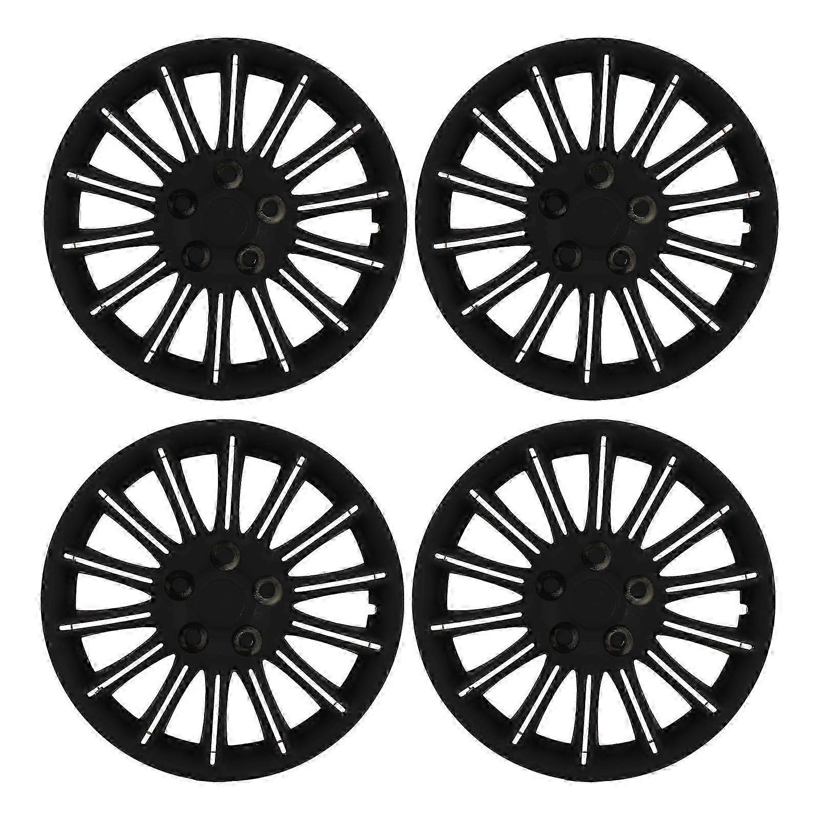 4Pcs Wheels Rim Cover 13 Inch Stylish Durable Sturdy Powerful Protection Black Hubcap Wheel Covers For Most Cars Trucks Vans
