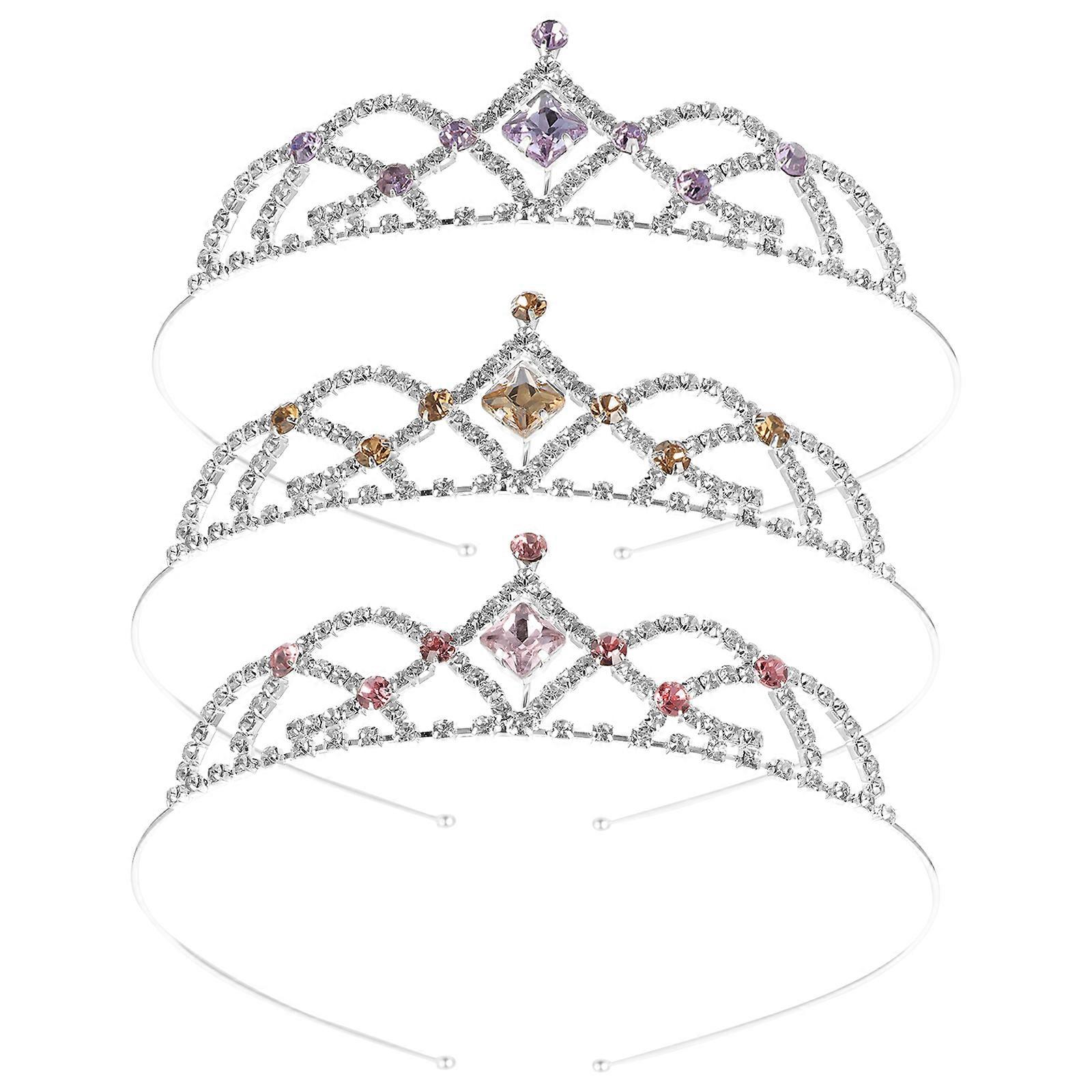 Here's a refined and professional product description based on your input:
**3pcs Rhinestone Crown Headband Lightweight Birthday Party Headdress