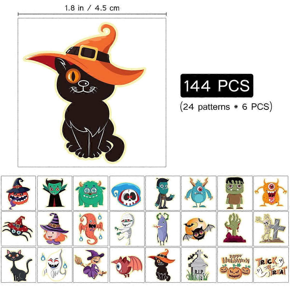 Fluorescent Face Stickers Amosfun Halloween Luminous Stickers Temporary Party Decorations 144Pcs