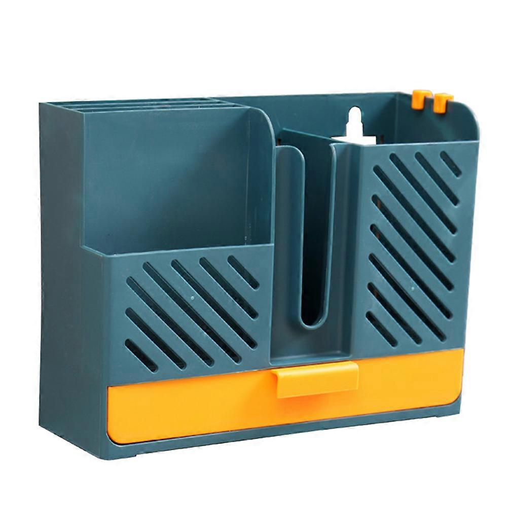Chopstick Storage Container Wall-Mounted Square Abs Blue 23X18.2Cm Drainage Easy to Clean 1Pcs