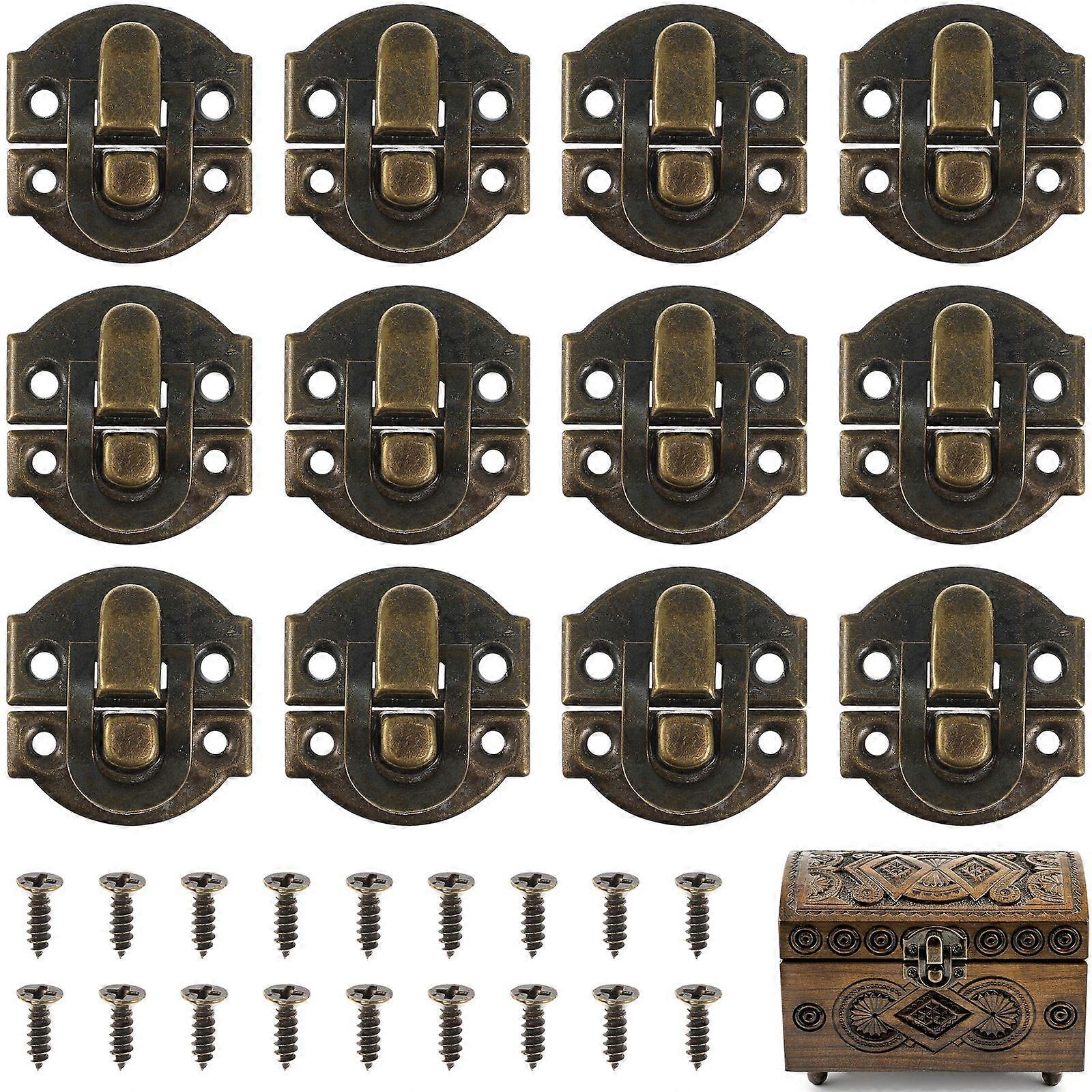 10 Pcs Bronze Toggle Buckles Hardware Antique Latch Clasp with Screws for Small Wooden Box Suitcase Cabinet