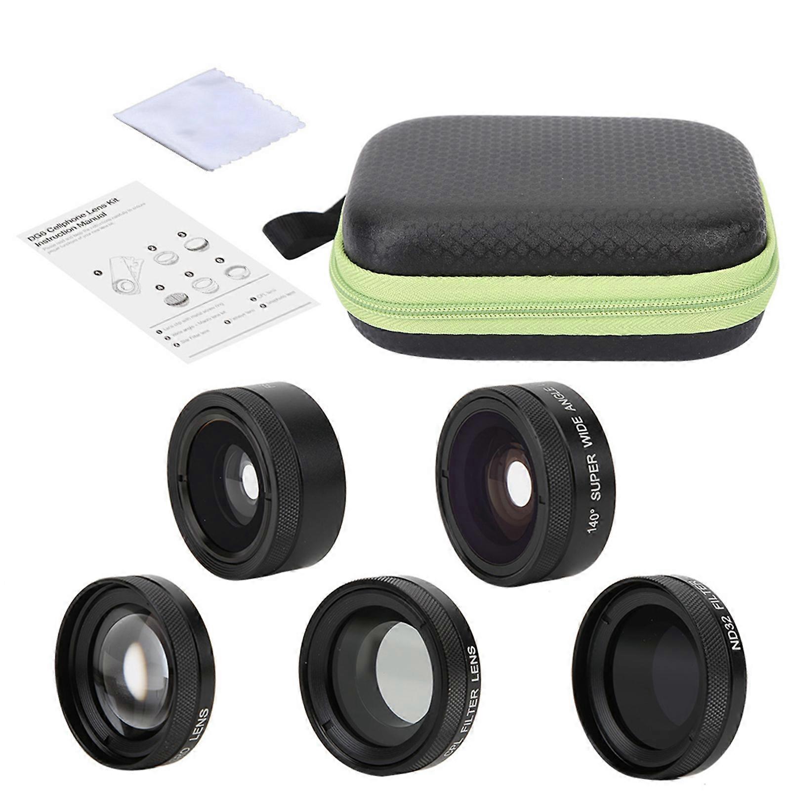 6-in-1 Phone Lens Set: Fisheye, Wide Angle, Macro, CPL, Starlight for Stunning Photos
