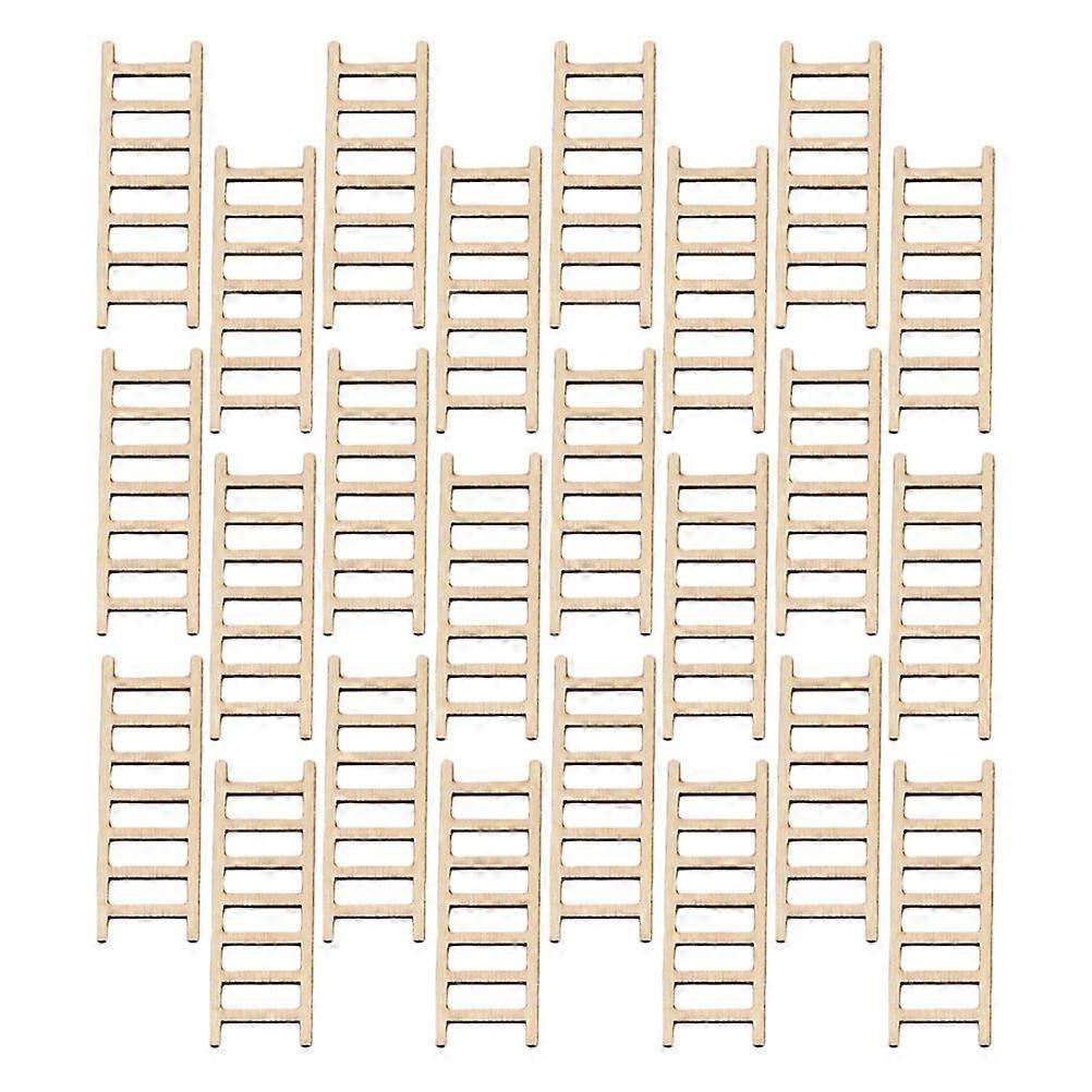 Simulation Ladder Decoration for Mini House DIY Craft in Beige Color Made of Synthetic Material 24PCS