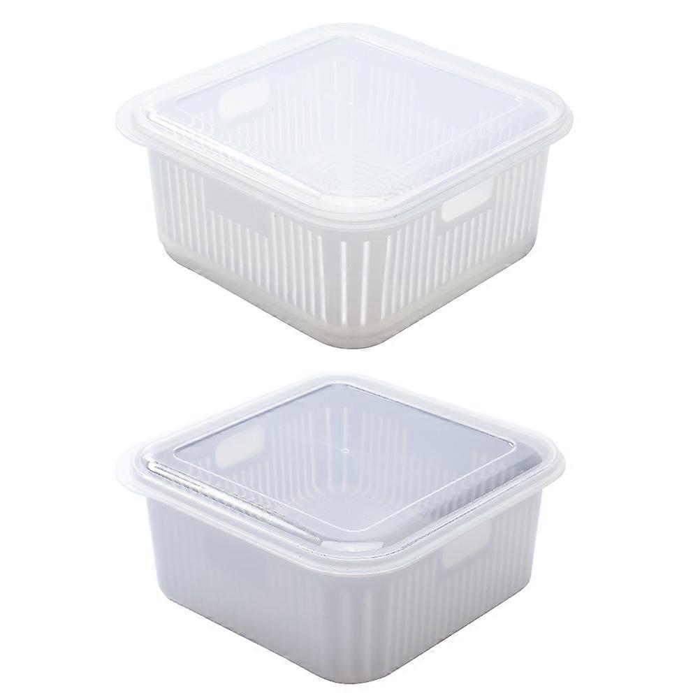 Multi-Purpose Drain Basket Double-Layer Design Draining Household Users 20.5x20.5x9cm Fruit and Vegetable Washing 2Pack