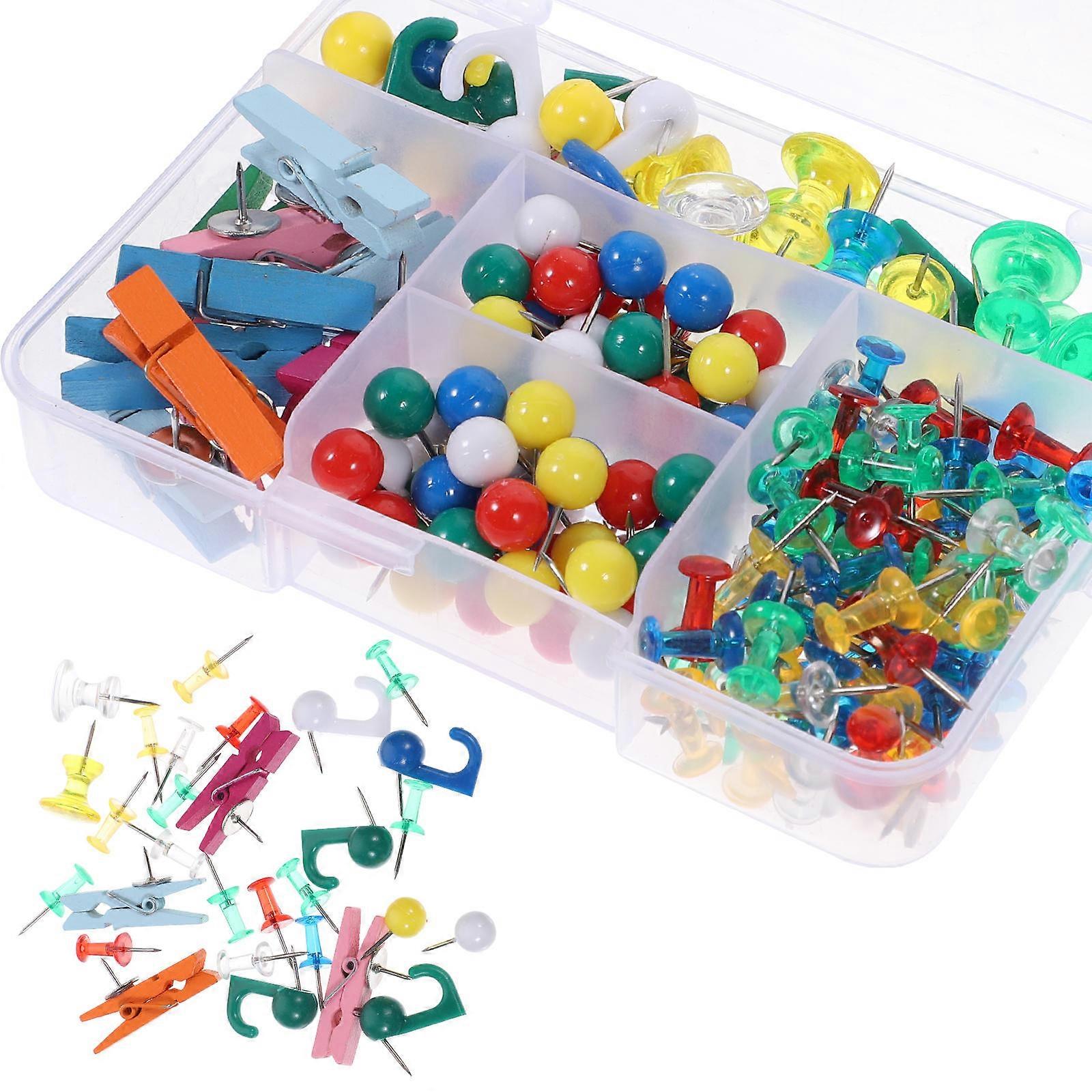 200pcs Colorful Push Pins for Bulletin Boards, Lightweight Thumbtacks for Office and Craft Use, Easy to Store and Carry