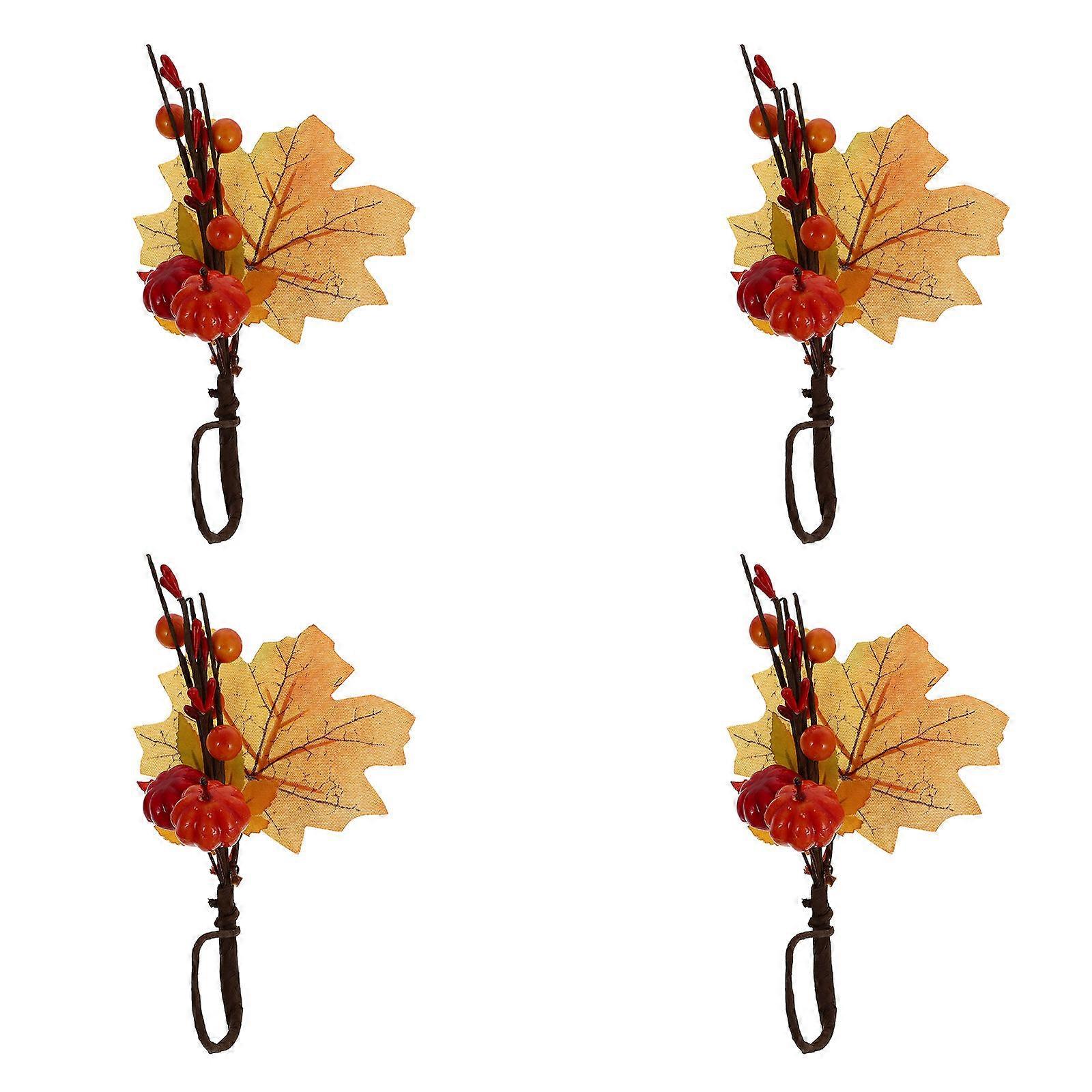 Festival Napkin Holder with Delicate Pumpkin and Maple Leaf Design for Home in Assorted Color Cloth 4 Pieces