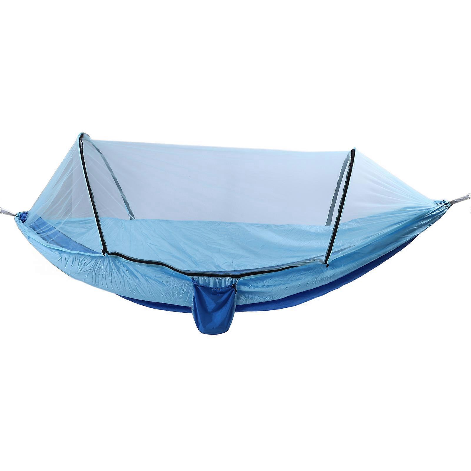 Camping Hammock with Net Lightweight Portable Tree Hammock with Storage Bag and Carabiners for Outdoor Backpacking Backyard Hiking Royal Blue and Lig