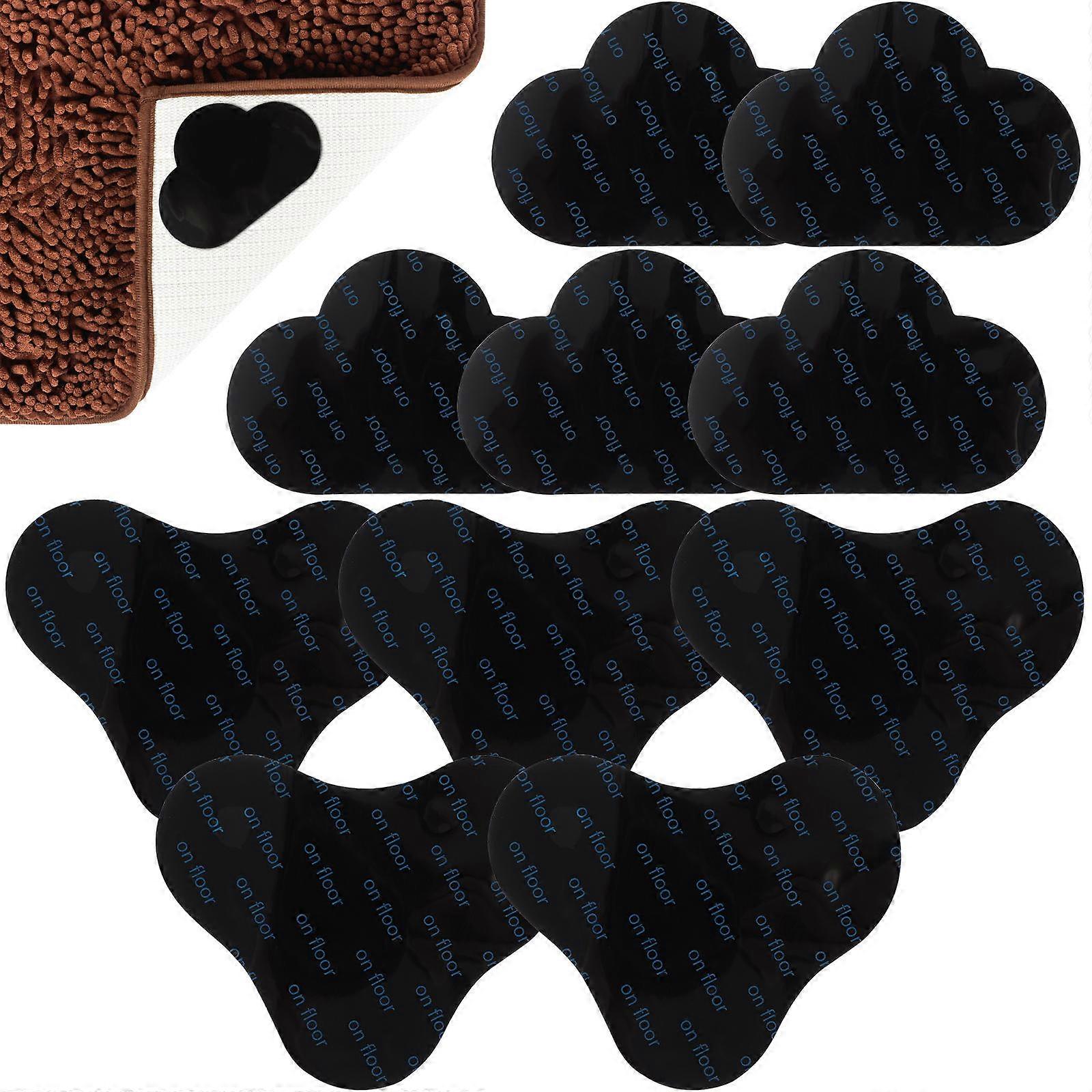 Rug Floor Stickers Hold Thick Rugs on Hard Floors and Tiles Round Corner Triangle Shape 10Pcs for Living Rooms Kitchens