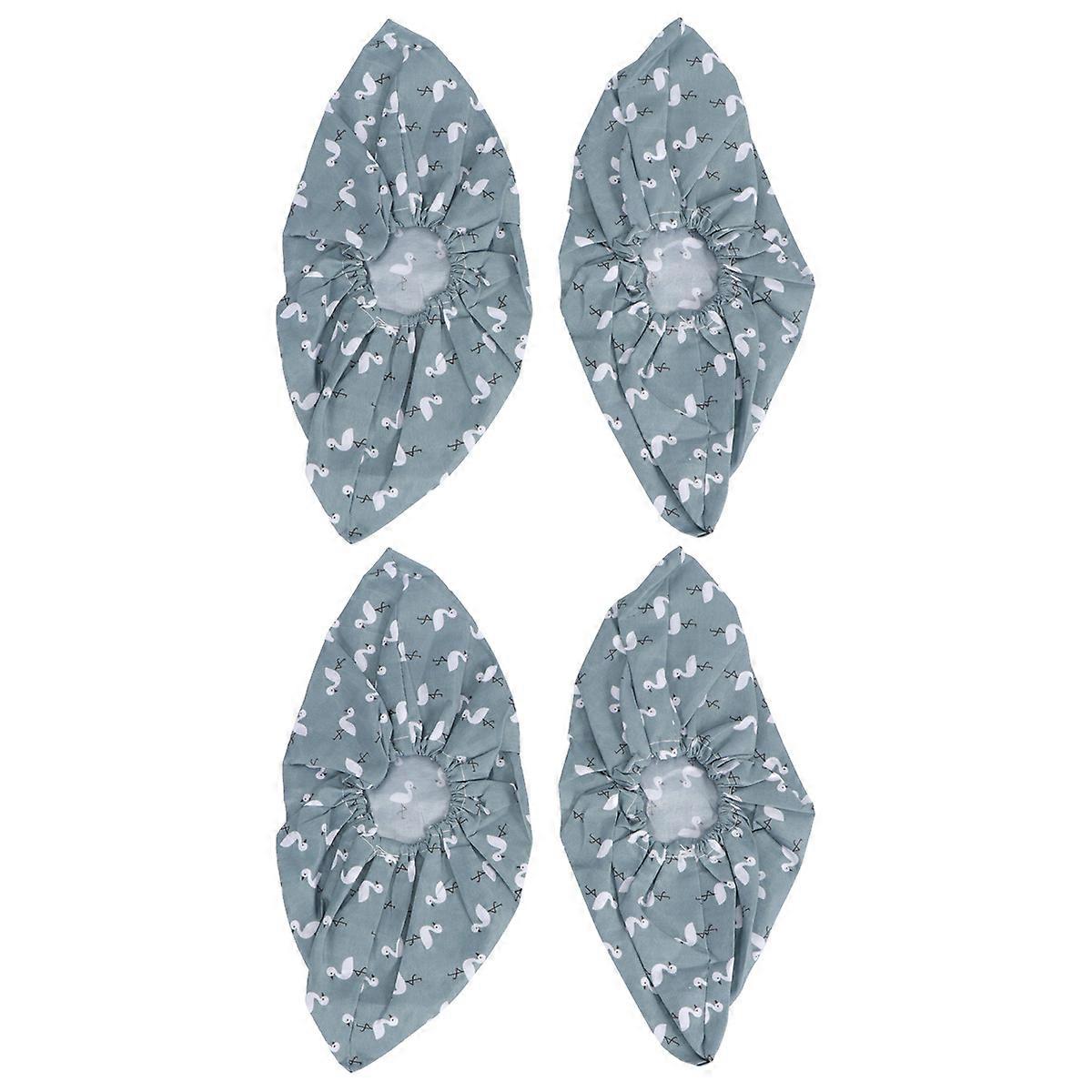 Reusable Shoe Covers Anti-Slip Indoor Use Men Women Linen Fabric Thickened Style 2Pcs Green